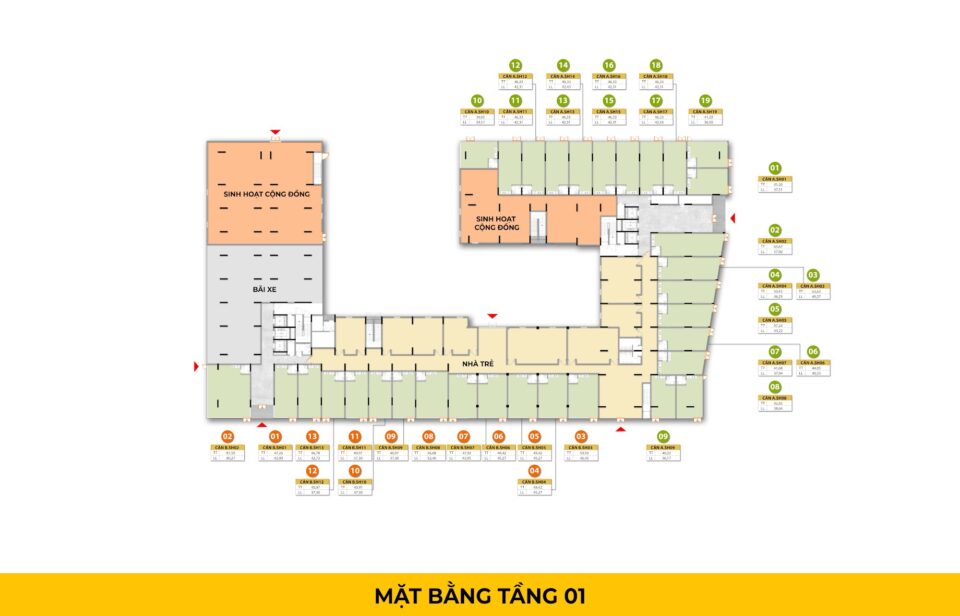 Mặt bằng tầng 01 – Bcons City Life