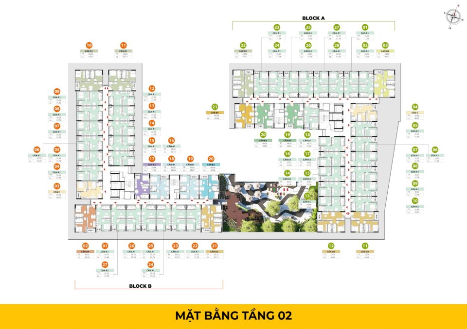 Mặt bằng tầng 02 – Bcons City Life