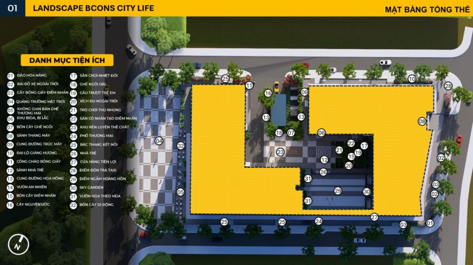 Mặt bằng tiện ích Bcons City Life