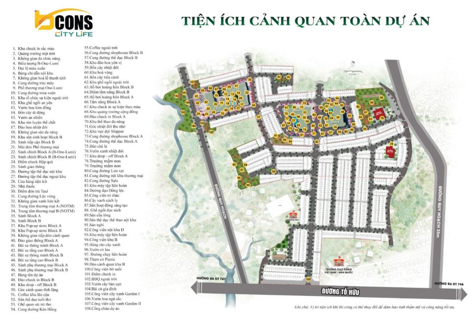 Tiện ích cảnh quan toàn dự án Bcons City Life
