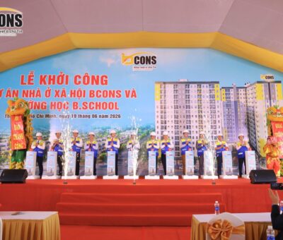 Bcons khởi công dự án nhà ở xã hội và trường học B.School